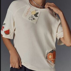 Maeve Short-Sleeve Fruit-Embroidered Top Women’s Size Large